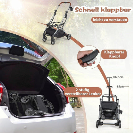 3-in-1-Haustierbuggy bis 15 kg mit wasserdichter Abdeckung, Aufbewahrungskorb und Teleskopgriff