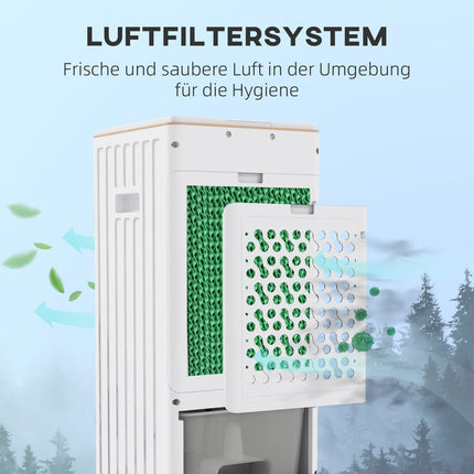 Tragbare Klimaanlage, 3 Modi, Timer, Rollen, Weiß