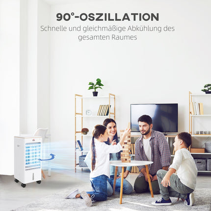 Tragbare Klimaanlage, 3 Modi, Timer, Rollen, Weiß