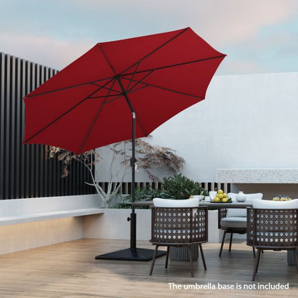 Parasol de terrasse de 3 m – Manivelle, inclinaison par bouton-poussoir, 8 baleines