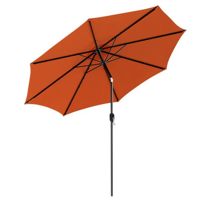 Parasol de terrasse de 3 m, manivelle d'inclinaison, toile à 8 baleines, orange