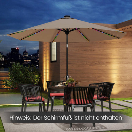3m Ampelschirm mit Solar-LED-Beleuchtung, 9 Modi
