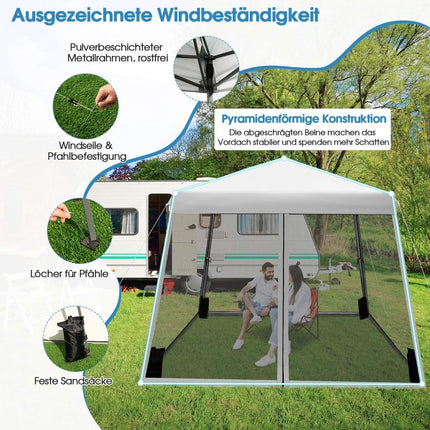 3m x 3m großes Baldachin-Zelt, Partyzelt mit schrägen Beinen, Grau