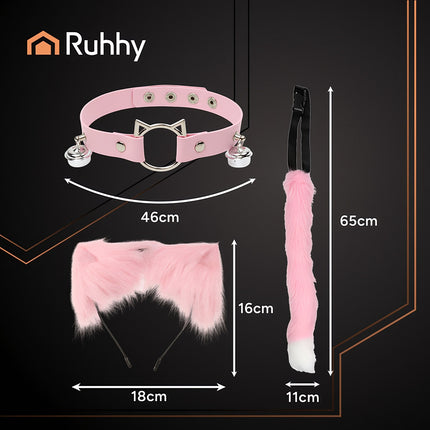 3-teiliges Katzen-/Fuchskostüm, pink, Ruhhy 26585