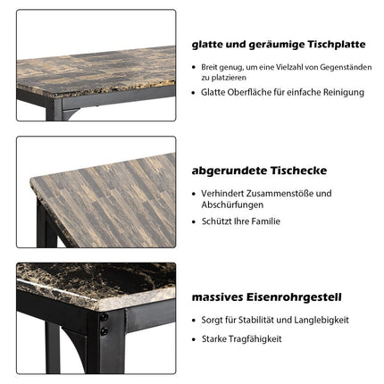 3-teiliges Esstisch-Set, Stehtisch-Set mit 2 gepolsterten Barhockern, Metallgestell, braun