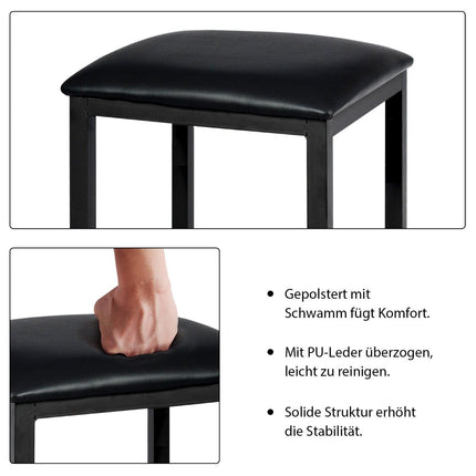 3-teiliges Esstisch-Set, Stehtisch-Set mit 2 gepolsterten Barhockern, Metallgestell, braun