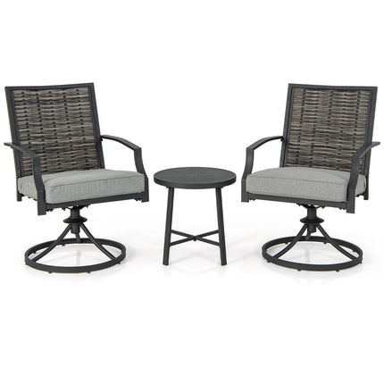 3-teiliges Terrassenmöbel-Set mit Couchtisch &amp; weichen Sitzkissen &amp; robustem Metallrahmen