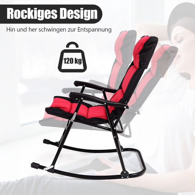 Chaises longues à bascule 3 pièces avec table d'appoint chaise longue de jardin rouge + noir