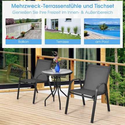 3 pièces Ensemble de meubles de balcon table de bistro avec 2 chaises empilables ensemble de balcon ensemble de jardin meubles de jardin