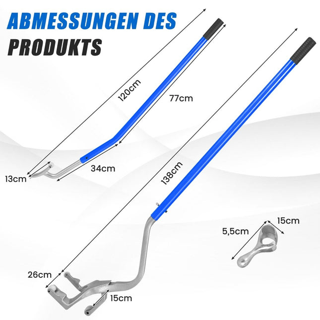 3-teiliges Reifenwechselwerkzeug mit Stahlwulsthalter blau