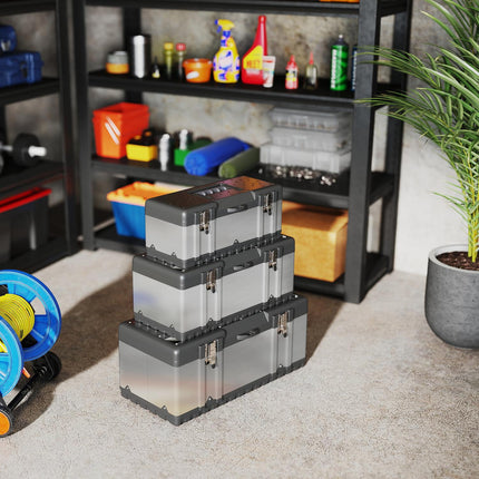 Coffret à outils 3 pièces, acier inoxydable, plastique, argent