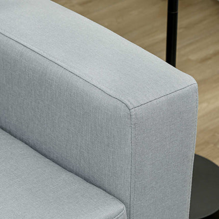 3-Sitzer-Sofa, Couch mit Massivholzrahmen, Metallbeinen, schlichtem Design, hellgrau