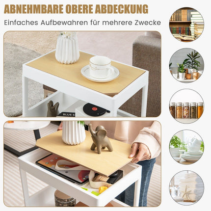 3-stöckiger Servierwagen mit Rädern und abnehmbarem Tablett