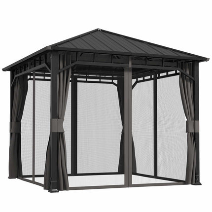 Gazebo 3x3 avec toit galvanisé et rideaux