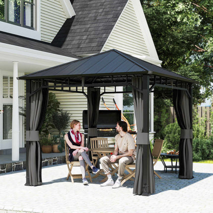 Gazebo 3x3 avec toit galvanisé et rideaux