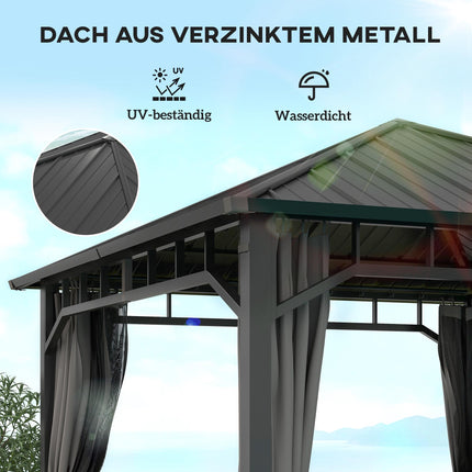 Gazebo 3x3 avec toit galvanisé et rideaux