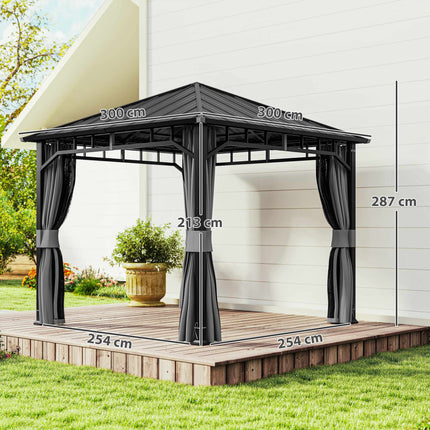 Gazebo 3x3 avec toit galvanisé et rideaux