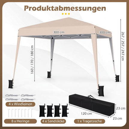 Tente-auvent imperméable et réglable 3x3m pour le camping