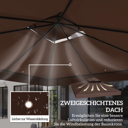 Toile de remplacement pour gazebo 3x3m, couleur café, protection UPF30+, drainage de l'eau