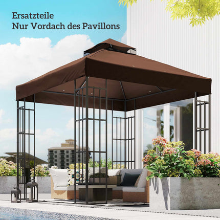 Toile de remplacement pour gazebo 3x3m, couleur café, protection UPF30+, drainage de l'eau