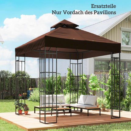 Toile de remplacement pour gazebo 3x3m, couleur café, protection UPF30+, drainage de l'eau