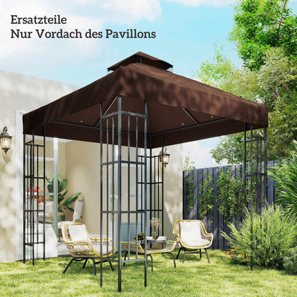 Toile de remplacement pour gazebo 3x3m, couleur café, protection UPF30+, drainage de l'eau