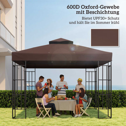 Toile de remplacement pour gazebo 3x3m, couleur café, protection UPF30+, drainage de l'eau