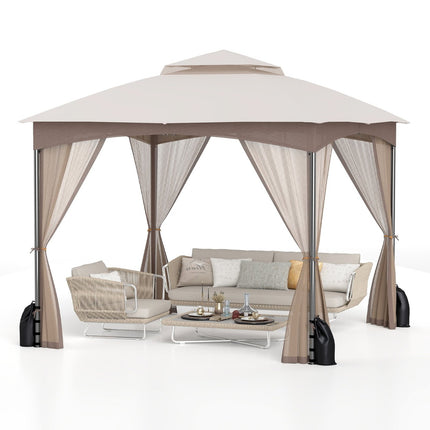 Tonnelle 3x3 m avec moustiquaire et sacs de sable, imperméable