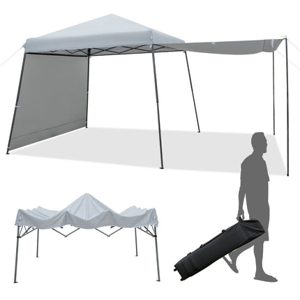 Tente à auvent pop-up instantané 3x3m, avec auvents, pare-soleil d'extérieur, gris