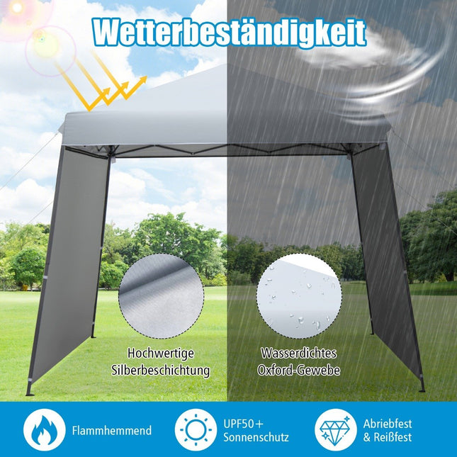3x3m Instant Pop Up Baldachin Zelt mit Markisen Outdoor Sonnenschutz Grau