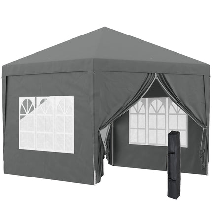 Pavillon 3 x 3 m avec 4 parois latérales, protection UV, gris