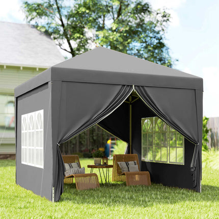 Pavillon 3 x 3 m avec 4 parois latérales, protection UV, gris
