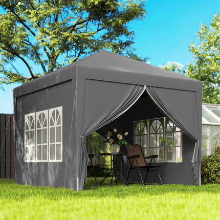Pavillon 3 x 3 m avec 4 parois latérales, protection UV, gris