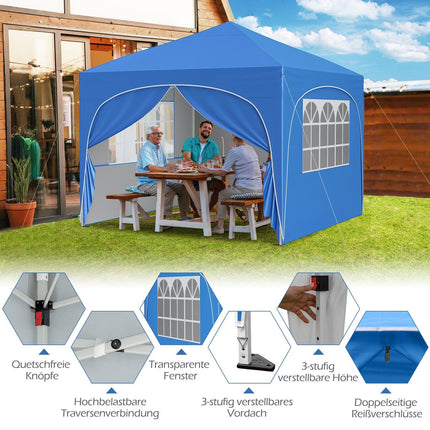Tente pop-up 3 x 3 m, 4 parois amovibles, bleue