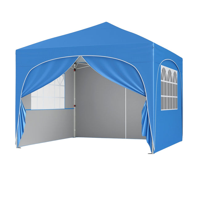 3x3 m Pop-Up Faltzelt, 4 abnehmbare Seitenwände, Blau