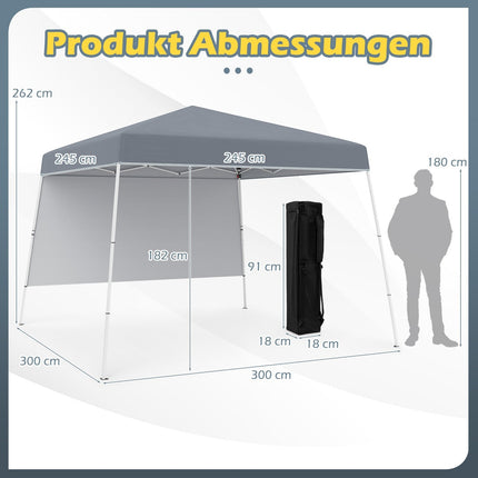 Tonnelle pliante 3 x 3 m, imperméable, protection solaire, grise