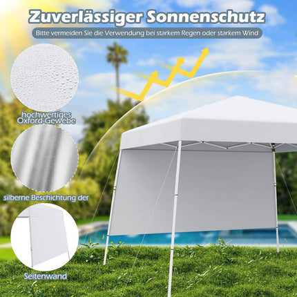 3x3m Pop-Up Pavillon, wasserdicht, UV-Schutz, weiß