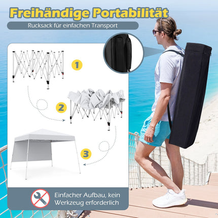 3x3m Pop-Up Pavillon, wasserdicht, UV-Schutz, weiß