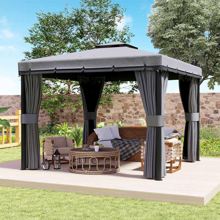 3x3m Wasserdichter Gartenpavillon mit Doppel-Dach