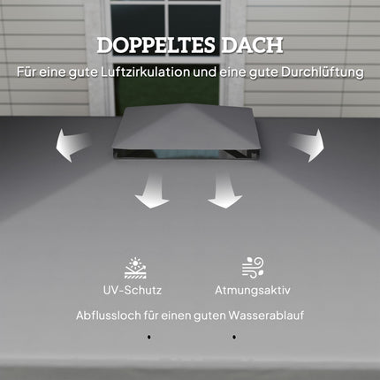 3x3m Wasserdichter Gartenpavillon mit Doppel-Dach