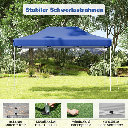3 x 4,5 m Pop-Up Pavillon mit Rollen & Höhenverstellbar