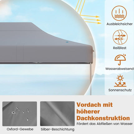 3 x 4,5 m Faltpavillon mit Rollen und Seilen, höhenverstellbar