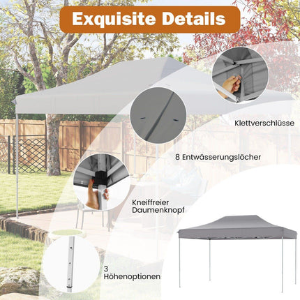 3 x 4,5 m Faltpavillon mit Rollen und Seilen, höhenverstellbar