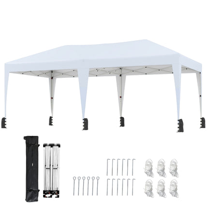 Tente pliante 3 x 6 m avec protection UV, blanche