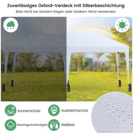 Tente pliante 3 x 6 m avec protection UV, blanche