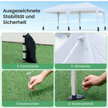 Tente pliante 3 x 6 m avec protection UV, blanche