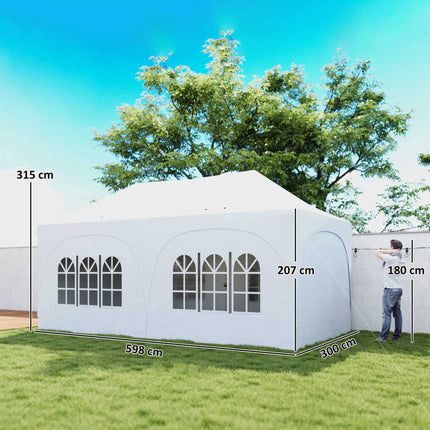 3x6m Pop-Up Pavillon mit Seitenwänden, verstellbarem Dach, Tasche