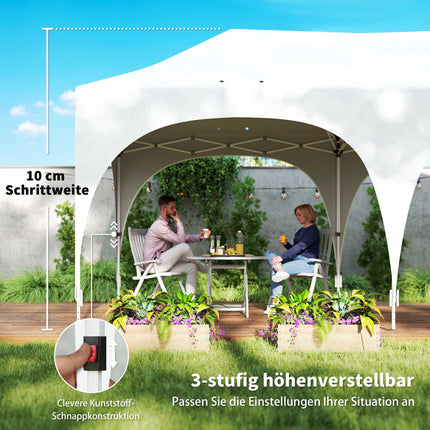 3x6m Pop-Up Pavillon mit Seitenwänden, verstellbarem Dach, Tasche