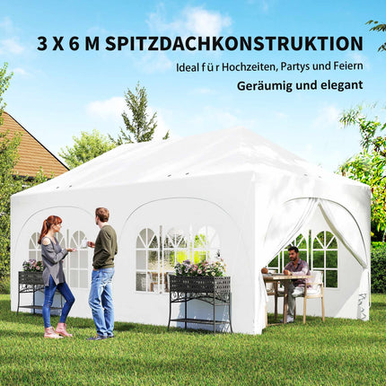3x6m Pop-Up Pavillon mit Seitenwänden, verstellbarem Dach, Tasche