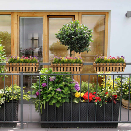3x Blumenkästen in Holzzaun-Optik